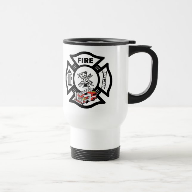 Mug De Voyage Délivrance rouge de camion de pompiers (Droite)