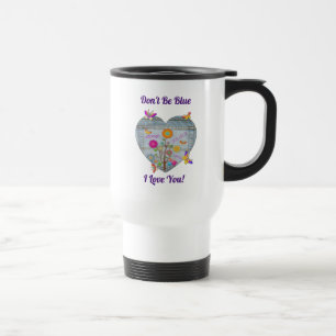 Mug De Voyage Denim Pocket Fleurs cardiaques Papillons