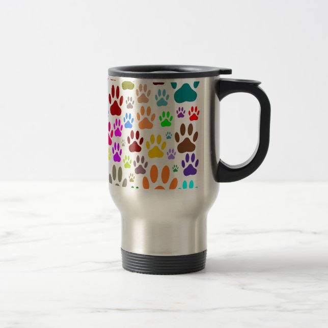 Mug De Voyage Des Empreintes de pattes de chiens partout (Droit)