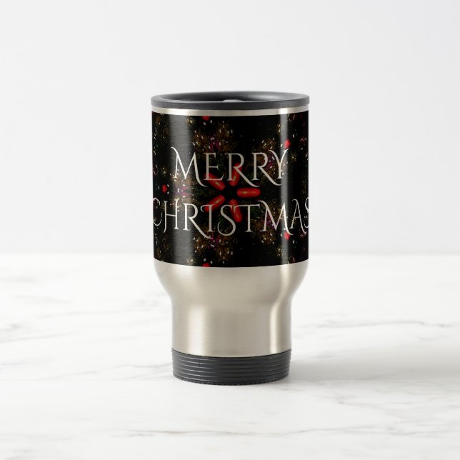 Mug De Voyage Design de fleurs kaléidoscopiques rouge noir et bl (Centre)