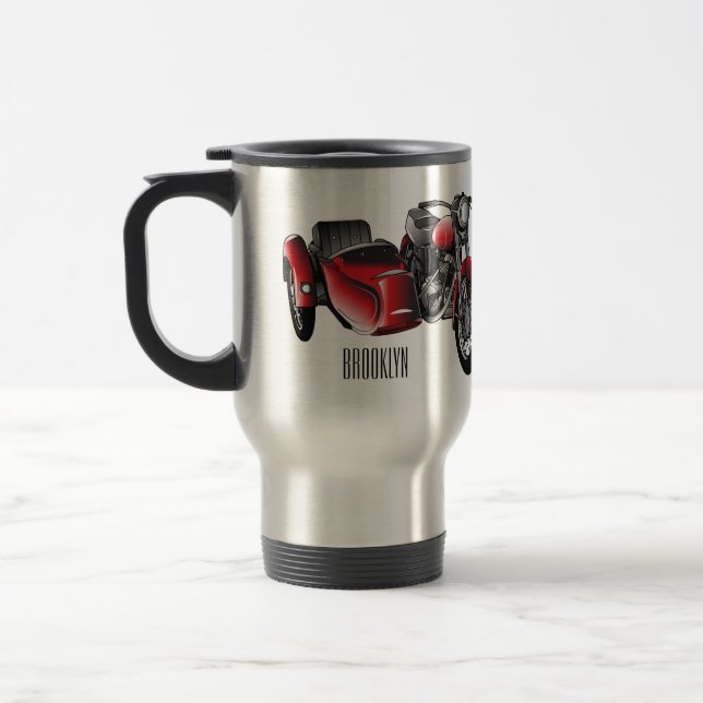 Mug De Voyage dessin animé de la moto Sidecar (Gauche)