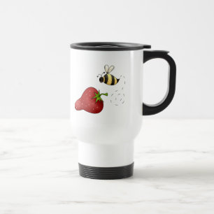 Mug De Voyage Dessin de caricature de l'abeille et de la fraise