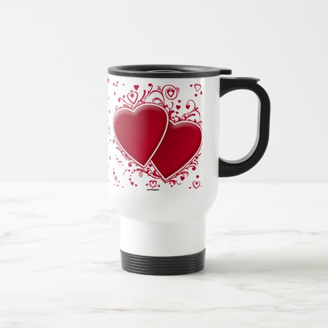 Mug De Voyage Deux coeurs rouges pour la Saint-Valentin (Droite)