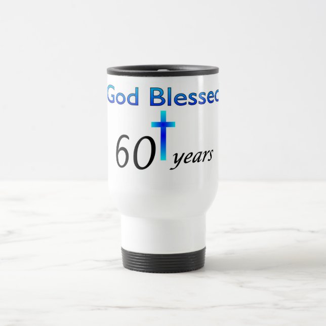Mug De Voyage Dieu a béni 60 ans de cadeau d'anniversaire (Centre)