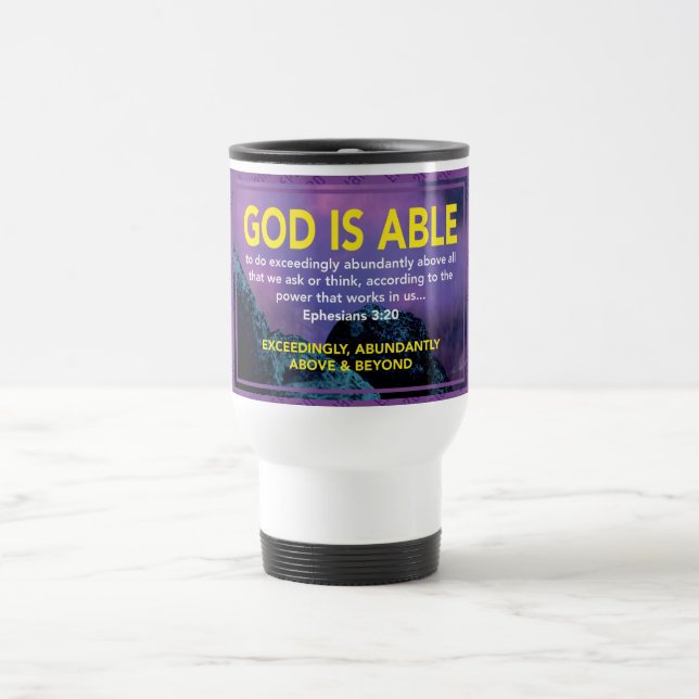 Mug De Voyage DIEU EST CAPABLE Éphésiens 3:20 | MONOGRAM Christi (Centre)