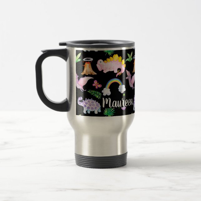 Mug De Voyage Dinosaure Arc-en-ciel Motif de la jungle (Gauche)
