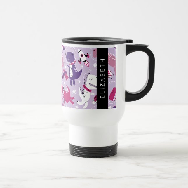 Mug De Voyage Dinosaures Spatiaux, Dinosaures Mignons, Étoiles,  (Droite)