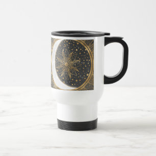 Mug De Voyage Doodles d'or élégants Sun Moon Mandala Design