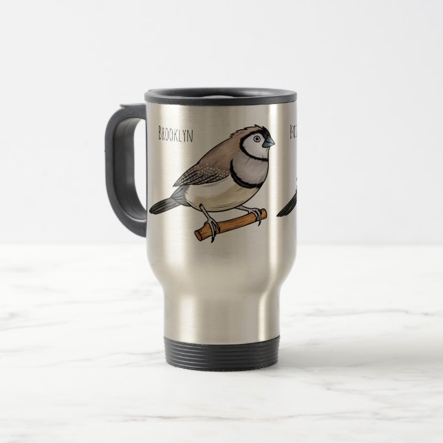 Mug De Voyage Double-barred finch bird cartoon illustration  (Devant gauche)
