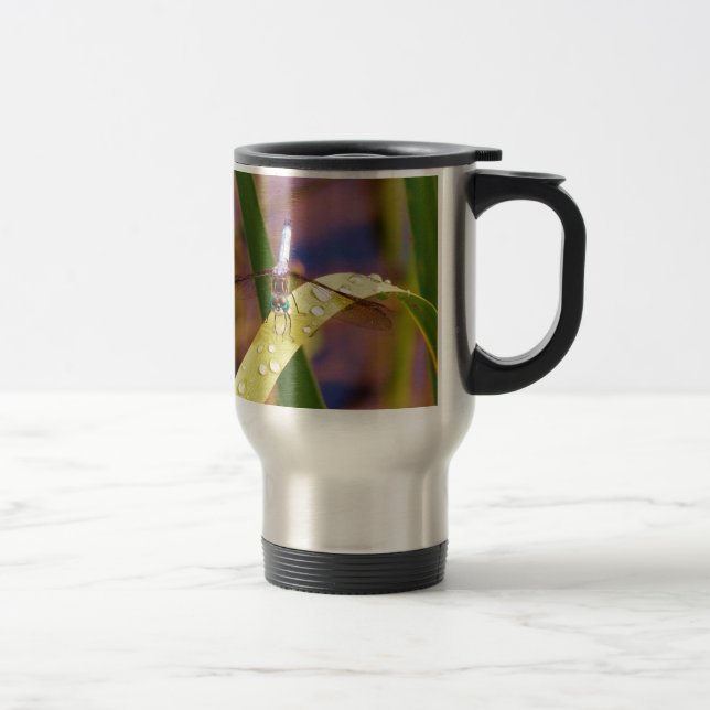 Mug De Voyage Dragonfly sur la feuille de pluie (Droit)
