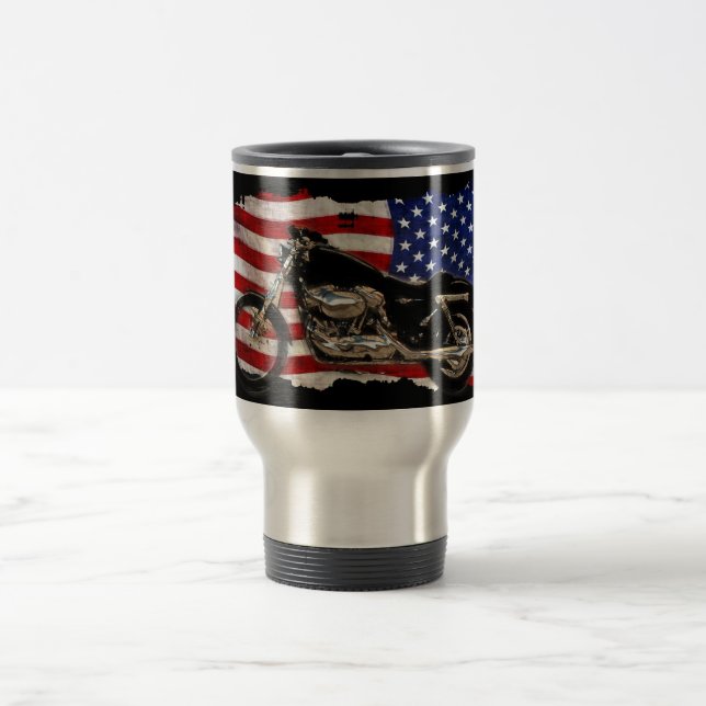 Mug De Voyage Drapeau américain, Moto, Moto, Hog, (Centre)