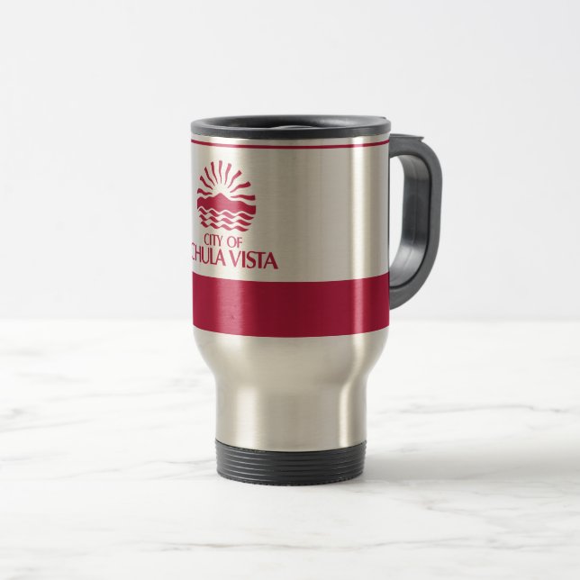 Mug De Voyage Drapeau de Chula Vista, Californie (Devant droit)