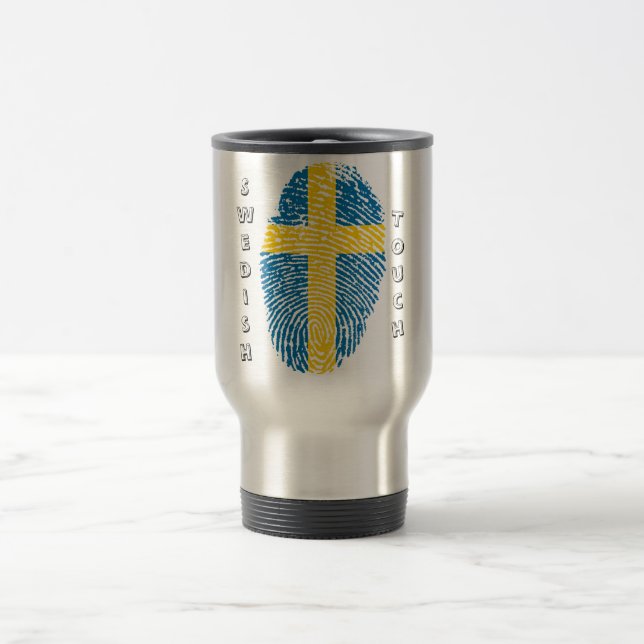Mug De Voyage Drapeau d'empreinte digitale de contact de Suédois (Centre)