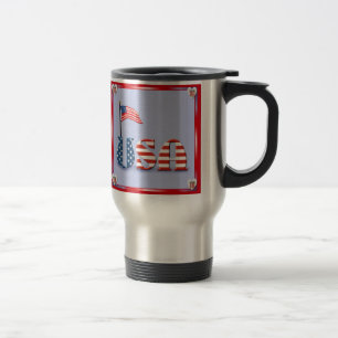 Mug De Voyage Drapeau et texte des États-Unis