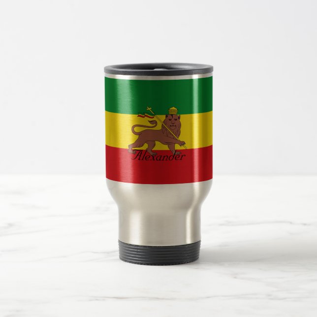 Mug De Voyage Drapeau fait sur commande de Rastafarian de lion (Centre)