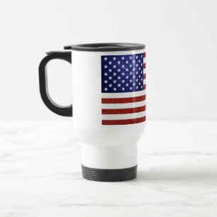 Mug De Voyage Drapeau Faux Rouge Blanc Bleu Cuir USA