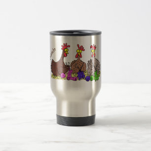 Mug De Voyage Drôle dessin animé de poulets de tricot