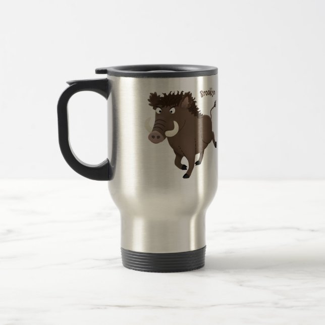 Mug De Voyage Drôle dessin humoristique de rasoir de sanglier (Gauche)