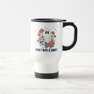 Mug De Voyage Drôle Halloween Vintage Fantôme & Fleurs