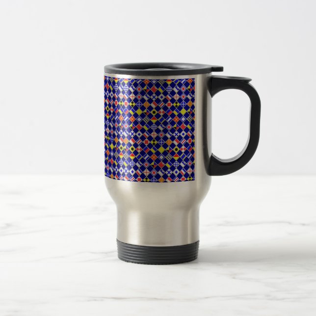 Mug De Voyage Effet 3D À damiers Nautique Drapeaux Motif (Droit)