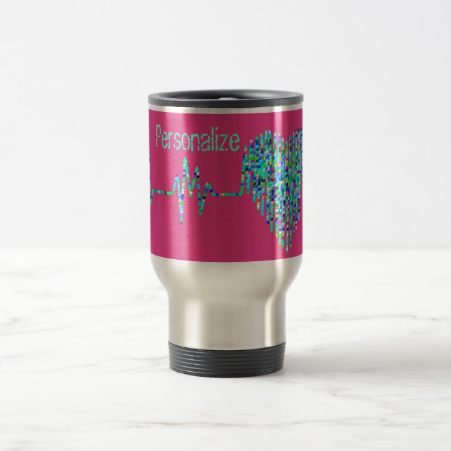 Mug De Voyage EKG coeur médical ligne infirmière médecin rose bl (Centre)