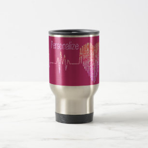 Mug De Voyage EKG ligne coeur infirmière médicale rose pêche