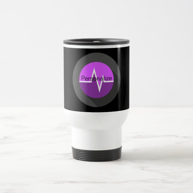 Mug De Voyage EKG ligne médicale Dr infirmière violet noir (Centre)