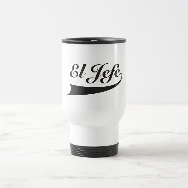 Mug De Voyage EL Jefe dans le lettrage noir (Centre)