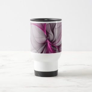 Mug De Voyage Élégant Chaos Moderne Art Fractal Abstrait Rose