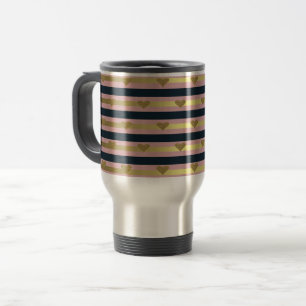 Mug De Voyage Élégant Coeurs De Glitterie Or Faux Chic Sur Les R