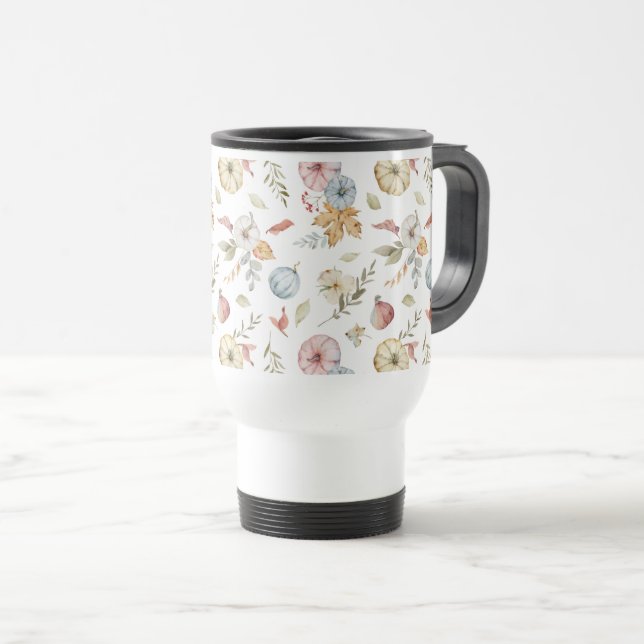 Mug De Voyage Elégant Motif d'aquarelle d'automne (Devant droit)