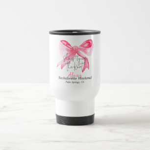 Mug De Voyage Élégant Nœud Papillon Rose Enterrement de Vie de J