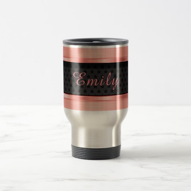 Mug De Voyage Élégant Rose Gold Metallic (Centre)