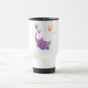 Mug De Voyage Elephant Voler avec des ballons Drôle Voyage Mug