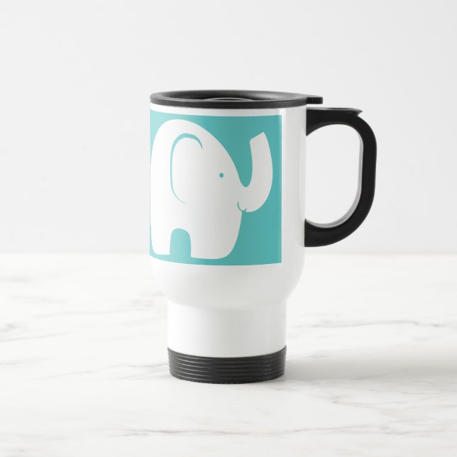 Mug De Voyage Eléphants blancs sur Aqua (Droite)