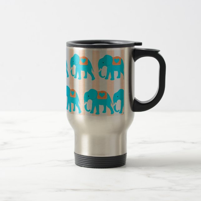 Mug De Voyage Éléphants turquoises mignons de bleu de turquoise (Droit)
