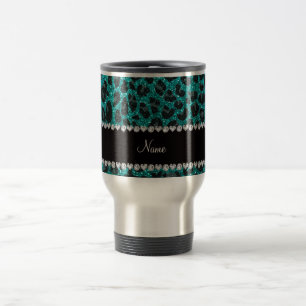 Mug De Voyage Empreinte de léopard d'parties scintillant d'aqua