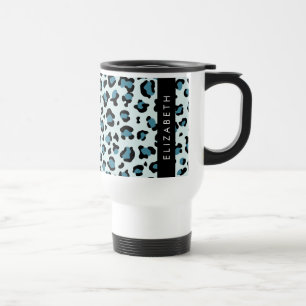 Mug De Voyage Empreinte de léopard, Spots, Leopard Bleu, Votre N