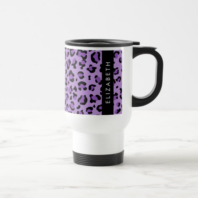 Mug De Voyage Empreinte de léopard, Spots, Leopard Violet, Votre (Droite)
