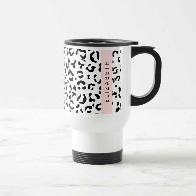 Mug De Voyage Empreinte de léopard, Spots, Noir Et Blanc, Votre  (Droite)
