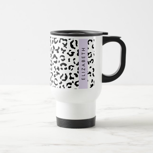 Mug De Voyage Empreinte de léopard, Spots, Noir Et Blanc, Votre  (Droite)