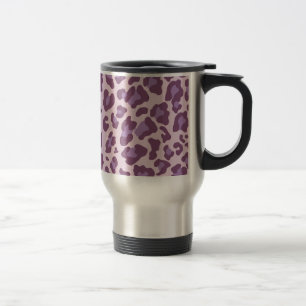 Mug De Voyage Empreinte de léopard violet et lavande