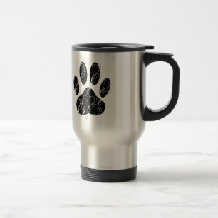 Mug De Voyage Empreinte de patte Chien Noir Avec Flouris Blanc