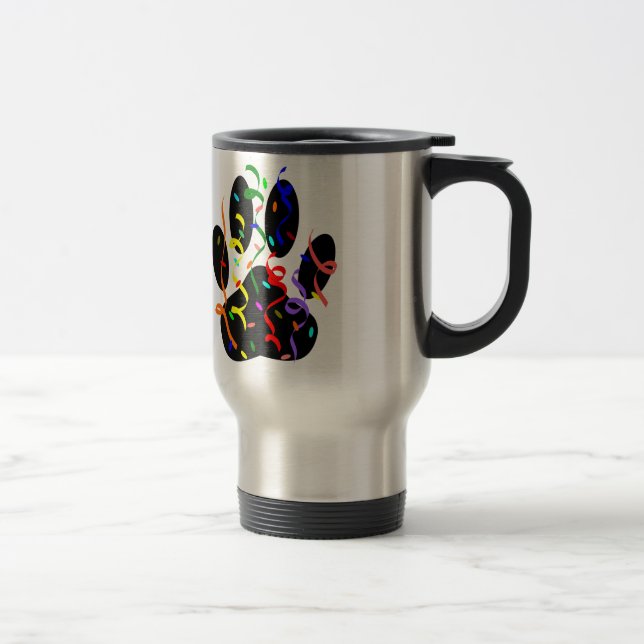 Mug De Voyage Empreinte de patte De Chien Avec Confetti Et Strea (Droit)