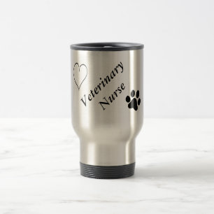 Mug De Voyage Empreinte de patte et coeur Infirmière-Noirs