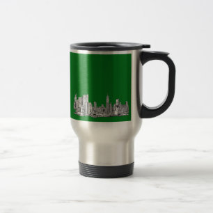Mug De Voyage Encre d'horizon de New York en vert
