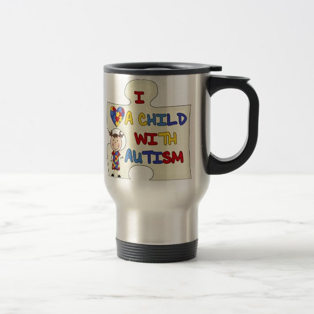 Mug De Voyage Enfant avec la fille 2 de brune d'autisme (Droit)