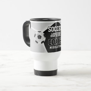 Mug De Voyage  Entraîneur de soccer noir et blanc 