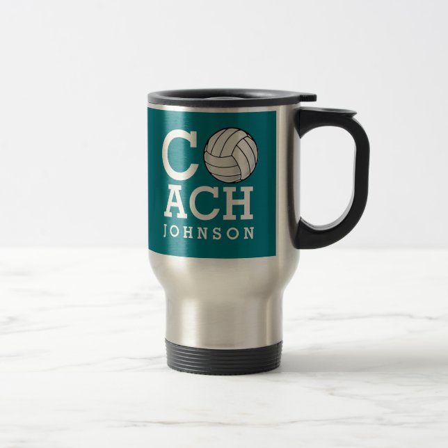Mug De Voyage Entraîneur nommé fait sur commande de volleyball (Droit)