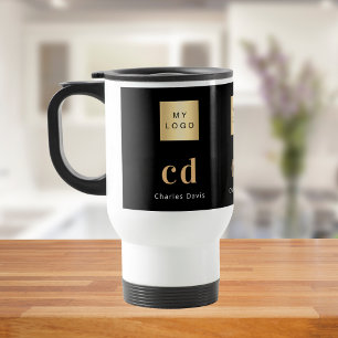 Mug De Voyage Entreprise de nom de monogramme en or noir